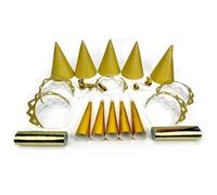 KIT DE FÊTE 10 PERSONNES COTILLONS OR PAILLETÉ