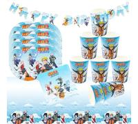 Kit de fête d'anniversaire d'enfant au choix pour filles et garçons - Accessoires de fête - Vaisselle et ballon (Naruto) - Multicolore