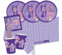 Kit de fête K-Pop Idol avec nappe pour 8 enfants | assiettes en carton, gobelets en carton, serviettes, nappe, pailles en papier