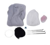 Kit de feutrage à l'aiguille de chat à faire soi-même pour enfants, ensemble d'artisanat en feutre de laine brute avec outils, emballage créatif en fibre de feutre pour enfants (court)
