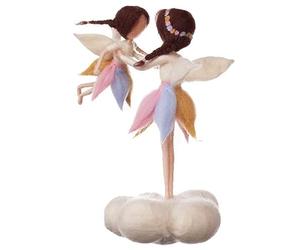 Kit de feutrage à l'aiguille « Mom and Kid on Cloud Fairy » - 15 cm - 10 cm - Instructions amicales - Kit de bricolage pour débutants