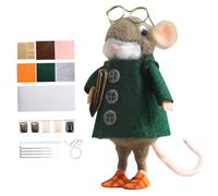 Kit de feutrage à l'aiguille pour débutants, souris en laine feutrée faite à la main avec journal, ensemble complet d'artisanat animalier pour adultes, décoration de bureau, figurine d'animaux en feu