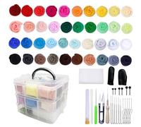 Kit de feutrage aiguilleté 40 couleurs : kit de démarrage de laine à feutrer, laine à feutrer, kit de démarrage avec aiguilles à feutrer, outils de base et accessoires, kit de démarrage pour projets