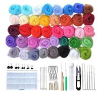 Kit De Feutrage De Laine Pour Poupée, 40 Couleurs, Bricolage, Poignée, Outils De Feutrage, Ensemble D'aiguilles En Feutre De Laine Fait À La Main