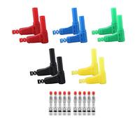 Kit de fiches Banane P3014 4 mm, 10 pièces, connecteur de sécurité à Angle Droit avec terminaison à souder, 32 A/1 000 V, Classification 5 Couleurs pour l'identification des Fils