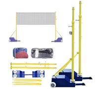 Kit de filet de badminton et volley-ball - Cadre de filet portable réglable 2 en 1 avec poteaux autoportants et roues en polyuréthane pour équipement d'entraînement sportif sur court, plage, allée
