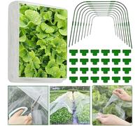 Kit de filet de jardin, filet de barrière en maille fine de 3 x 10 m avec 8 cerceaux de jardin et 24 clips, filet anti-insectes, couverture de rangée de parterres surélevés, protège les légumes, les