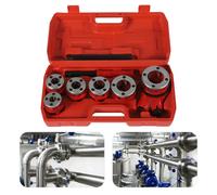 Kit de filetage de tuyaux BSPT, jeu de plombiers d'enfilage en acier avec matrices de filetage 4/6, Kit d'outils d'enfilage manuel 6 Threading Dies
