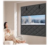 Kit de Film D'isolation Thermique pour Fenêtre Pour L'hive, Rideau Isolant Anti Froid Coupe-vent Compatible Toutes Fenêtres Bloque Les Courants D'Air Coton Épaisse(Noir,150 * 100)