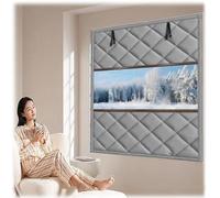 Kit de Film D'isolation Thermique pour Fenêtre Pour L'hive, Rideau Isolant Anti Froid Coupe-vent Compatible Toutes Fenêtres Bloque Les Courants D'Air Coton Épaisse(Gris,110 * 180)