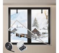 Kit de Film D'isolation Thermique pour Fenêtre, pour L'hiver Et L'été, Résistant Aux Intempéries, Film de Survitrage Thermo EVA, Kit Isolant Transparent, Autocollant Sans Perçage(White,W145xH160cm)