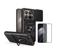 Kit De Film En Verre Trempé À Coque Complète 5D + Couvercle Coulissant De Défenseur Militaire Magnétique PHONECARE Pour Xiaomi 15T Pro 5G - Noir