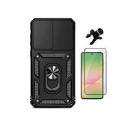 Kit De Film En Verre Trempé À Coque Complète 5D + Couvercle Coulissant De Défenseur Militaire Magnétique + Support De Voiture Magnétique Renforcé PHONECARE Pour Samsung Galaxy A37 5G - Noir