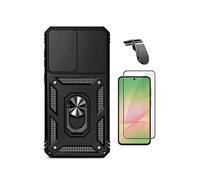 Kit De Film En Verre Trempé À Coque Complète 5D + Couvercle Coulissant De Défenseur Militaire Magnétique + Support Magnétique L De Voiture Pour Conduite Sûre PHONECARE Pour Samsung Galaxy A57 5G - Noi