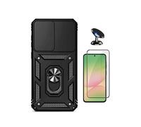 Kit De Film En Verre Trempé À Coque Complète 5D + Couvercle Coulissant De Défenseur Militaire Magnétique + Support Magnétique De Voiture PHONECARE Pour Samsung Galaxy A37 5G - Noir