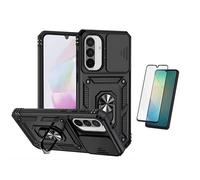 Kit De Film En Verre Trempé À Coque Complète 5D + Couvercle Coulissant De Défenseur Militaire Magnétique PHONECARE Pour Samsung Galaxy A17 4G - Noir