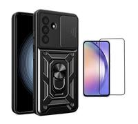 Kit De Film En Verre Trempé À Coque Complète 5D + Couvercle Coulissant De Défenseur Militaire Magnétique PHONECARE Pour Samsung Galaxy A36 5G - Noir