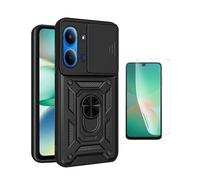 Kit De Film Hydrogel Avant À Coque Complète + Coque De Fenêtre Coulissante De Défenseur Militaire Magnétique PHONECARE Pour Xiaomi Redmi 15C 4G - Noir