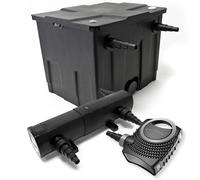 Wiltec Kit complet: CBF-350 Filtre de bassin jusqu'à 12000 L Biologique, NEO10000 SuperECO pompe de filtration 10000l/h 80W, CUV-218 lampe uv UVC Clarificateur avec 18W