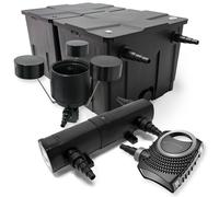 Wiltec Kit complet: CBF-350B Filtre de bassin jusqu'à 60000 L Biologique, NEO10000 pompe de filtration 10000l/h 80W, CUV-236 lampe uv UVC Clarificateur avec 36W, CSP-250 Écumeur 2500l/h 45W