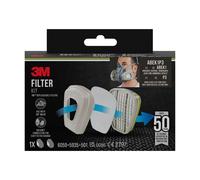 Kit de filtres 3M 6004BC1 pour masques demi-masque et masque complet, ABEK1P3, 2x 6059 filtres ABEK1, 2x 5935 filtres à particules P3, 2x 501 porte-filtres x1 morceau