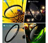 Kit de filtres Andoer 58 mm UV+CPL+Gros plan+Étoile à 8 points avec sac pour appareils photo reflex numériques Nikon, Canon, Pentax et Sony