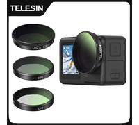 Kit de filtres TELESIN CPL ND8 ND16 ND32 UV VND avec cadre en alliage d'aluminium pour DJI OSMO Action 3 4 5 Pro - Ensemble de filtres à dégagement rapide CPL ND