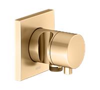 KEUCO IXMO robinet d'arrêt encastré, 1 consommateur avec raccord de flexible et support de douche avec poignée Comfort, rosace carrée, 59541251202, Couleur: Laiton brossé