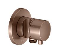 KEUCO IXMO Vanne d'inversion à encastrer 3 consommateurs, raccord de flexible, poignée Comfort et support de douche, avec arrêt, rosace ronde, 59549291201, Couleur: rouge or brossÃ©