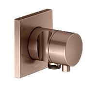 KEUCO IXMO Vanne d'inversion à encastrer 2 consommateurs, raccord de flexible, poignée Comfort et support de douche, avec arrêt, rosace carrée, 59557291202, Couleur: rouge or brossÃ©