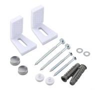 Kit de fixation au sol coudé en acier inoxydable et plastique pour installation de cuvette de toilette ou bidet avec vis d'ancrage en forme de L, couvercles à tête de vis et fixations de réparation