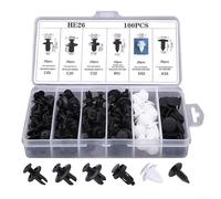 Kit de fixation de goupilles en nylon, assortiment de 100 clips de carrosserie de voiture avec 6 tailles pour doublure de garde-boue, fixations de jupe latérale, broches de montage évasées et