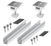 Kit de fixation de rail en aluminium pour module de panneau solaire avec rail court T20 pour montage de toit trapézoïdal, lot de 2 rails et pinces centrales