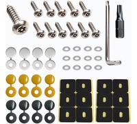 Kit De Fixation De Vis Antivol Pour Plaque D'immatriculation De Voiture M4 En Acier Inoxydable Avec Capuchons De Charnière En Plastique Noir,Blanc Et Jaune Pour Voitures,Motos Et Camions