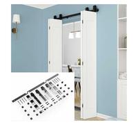 Kit de fixation murale for rail de porte de grange en acier au carbone, avec poignée, loquet et guide au sol, convient à une utilisation intérieure et extérieure.(300cm orbit)