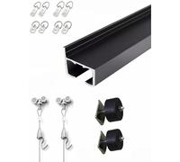 Kit de fixation murale for tableaux, rail mobile avec câbles en acier, for bibliothèques et musées(Black,120cm/47.24 in)