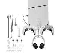 Kit de fixation murale pour PS5 Slim console avec câble de chargement magnétique 2-en-1 Pour PS5 Slim Controller Berceau de chargement Support pour casque d'écoute et manette suspendue