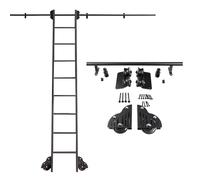 Kit de fixation pour échelle mobile système de roulettes sur rail rond avec roues de sol à frein ensemble complet de glissières en acier au carbone haute résistance(300cm Kit de piste)