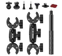 Kit de fixation pour moto compatible avec Insta360 X5 X4 X3 X2 RS DJI GoPro, perche à selfie à double pince pour guidon.