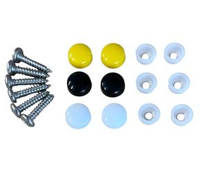 Kit de fixation pour plaque d'immatriculation - Vis et capuchons
