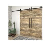 Kit de fixation pour porte coulissante - Acier - 2 pcs - 183 cm - Noir - Système silencieux