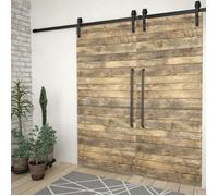vidaXL Kit de fixation pour porte coulissante 2 pcs 183 cm Acier Noir Système silencieux