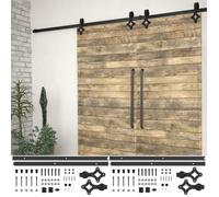 Kit de fixation pour porte coulissante - vidaXL - 183 cm - Acier enduit de poudre - 80 kg - Noir