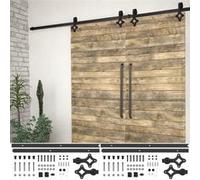 Kit de fixation pour porte coulissante - vidaXL - 183 cm - Acier enduit de poudre - 80 kg - Noir Noir G