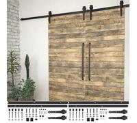vidaXL Kit de fixation porte coulissante 2 pièces 200 cm acier enduit de poudre noir 80 kg