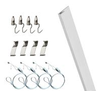 Kit de fixation pour tableaux, Kit de rail for système de suspension de tableaux avec câbles en acier de 1 à 3 m, noir, blanc, gris(White,4.9in/1.5m Cable)
