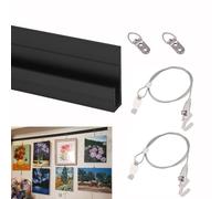 Kit de fixation pour tableaux, Kit de suspension for cadre photo, câble multicolore de 0,5 à 3 m, supporte jusqu'à 66 lb(Black,4.9"/1.5m Cable)