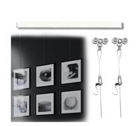 Kit de fixation pour tableaux, Système de rail de suspension for tableaux à montage supérieur avec fils d'acier de 0,5 à 3 m(Rail 1m/39.4inl,Wire 1m/39.4in L)