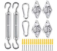 Kit de Fixation pour Voile d'Ombrage, 40pcs Kit de Montage Fixations en Acier Inoxydable 304, Accessoires de Matériel pour Auvents Carrés Rectangle et Triangulaires, Terrasse, Jardin