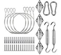 Kit de fixation pour voile d'ombrage 44 pièces en acier inoxydable pour une installation efficace des voiles triangulaires et rectangulaires